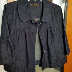 Denim blazer 3/4 bell sleeve